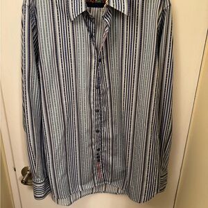 Robert Graham Blue and White Striped Casual Shirt